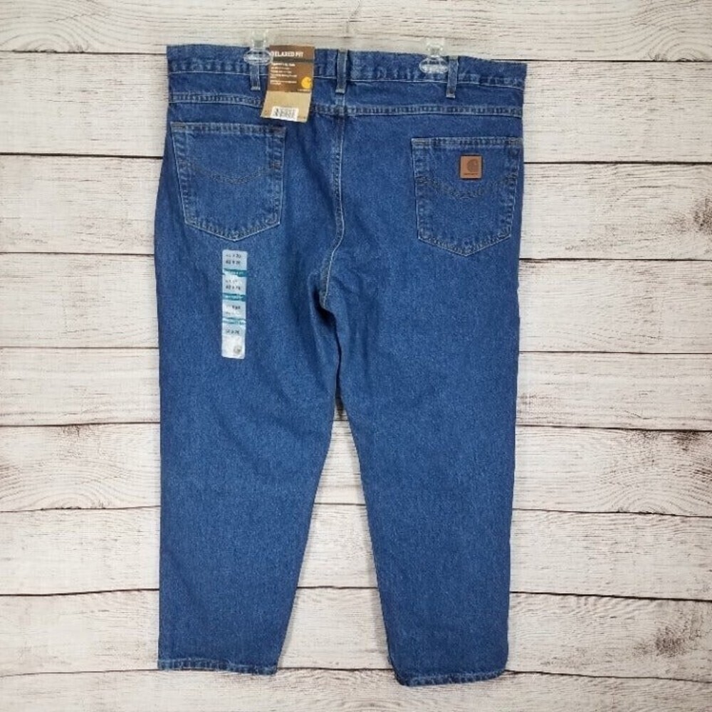 Carhartt NWT Jeans Relaxed Fit Denim Tapered Leg Blue Mens 42x28 Workwear Casual